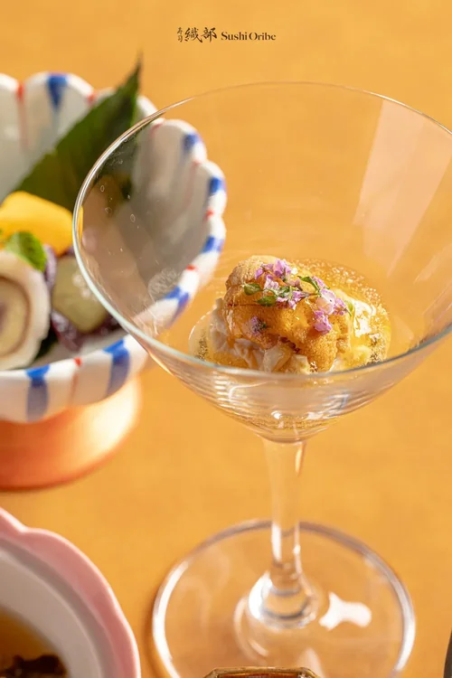 Fresh Yuba with Uni and Dashi Jelly