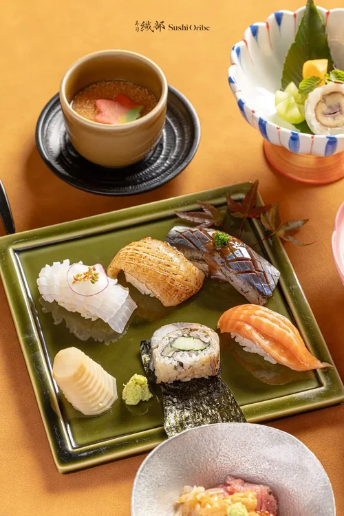 Sanma (Pacific Saury) with Liver Sauce, Masu (Trout) / Aori Ika, Saba Bo-zushi, Engawa